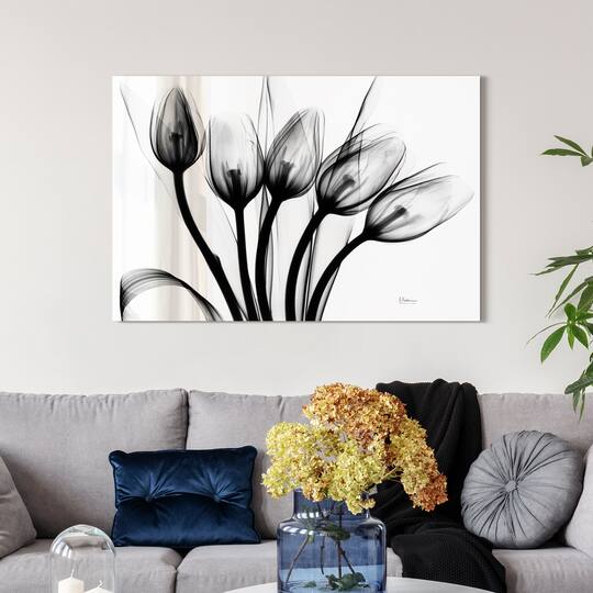 Empire Art Direct 32" x 48" Marching Tulips Frameless Free Floating Printed Tempered Glass Wall Art